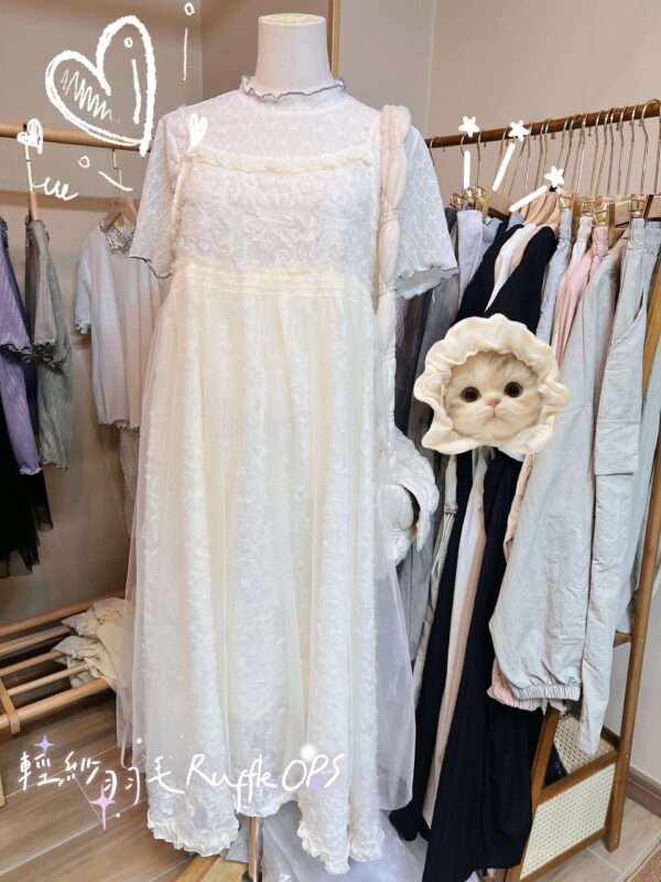 જ⁀➴♡輕紗羽毛Ruffle OPS