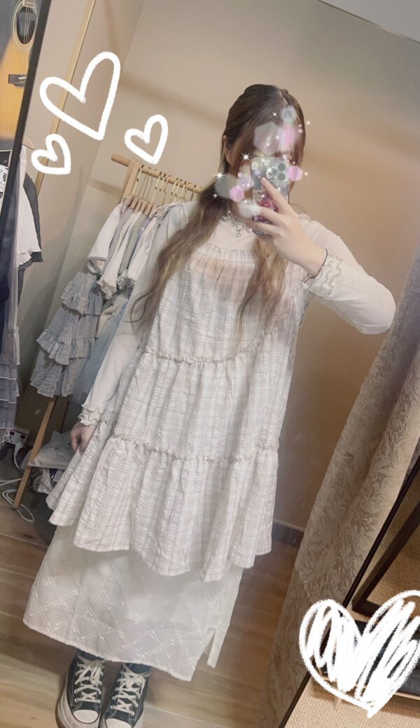 જ⁀➴♡ ✨奶油格紋綁帶OPS - Image 5