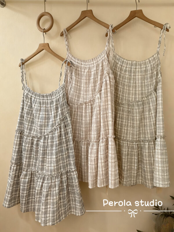 જ⁀➴♡ ✨奶油格紋綁帶OPS - Image 6