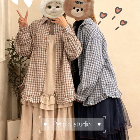 IMG_6633 જ⁀➴♡ ✨格紋Ruffle 襯衫