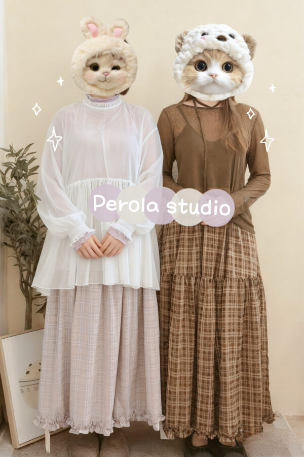 જ⁀➴♡ ✨格子車線Ruffle 半身裙 - Image 3