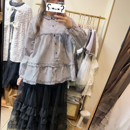 જ⁀➴♡ ✨條紋娃娃花邊上衣