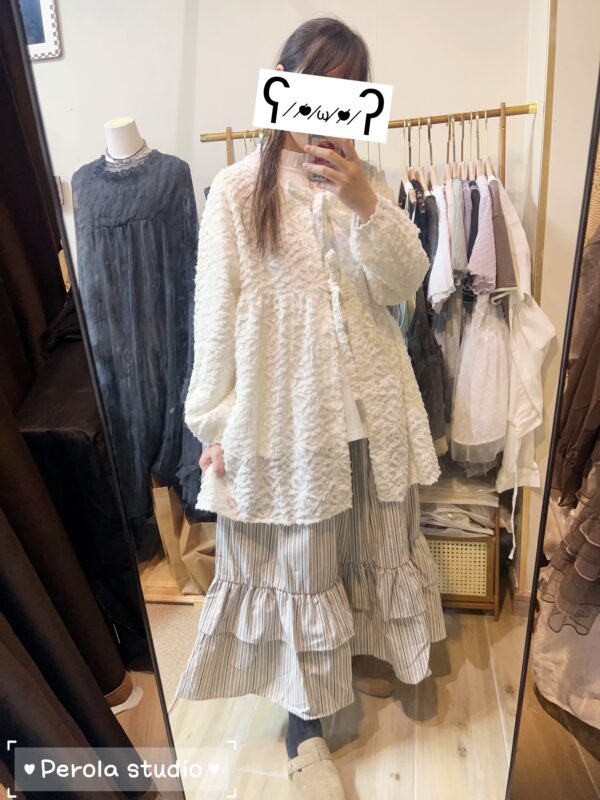 જ⁀➴♡ ✨直紋花邊半裙