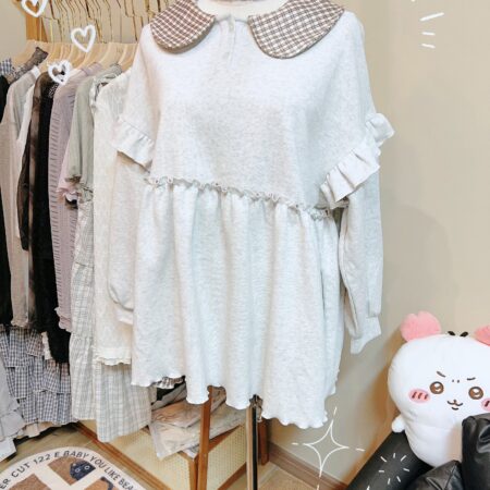 IMG_8379 જ⁀➴♡ ✨娃娃領格紋捲邊衛衣