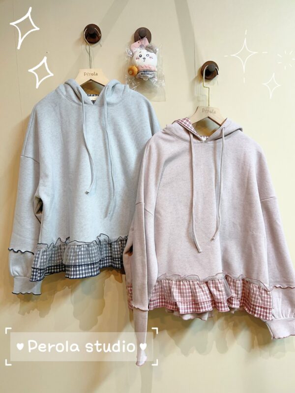 જ⁀➴♡ ✨拼紗格紋Hoodie