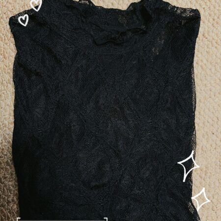 જ⁀➴♡✨黑色木耳蕾絲打底