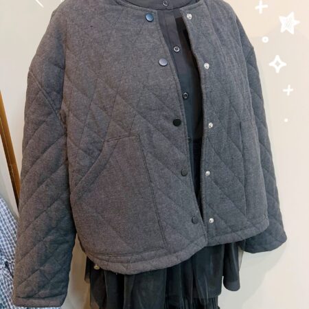 જ⁀➴♡✨菱格大口袋夾棉外套