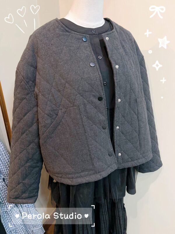 જ⁀➴♡✨菱格大口袋夾棉外套