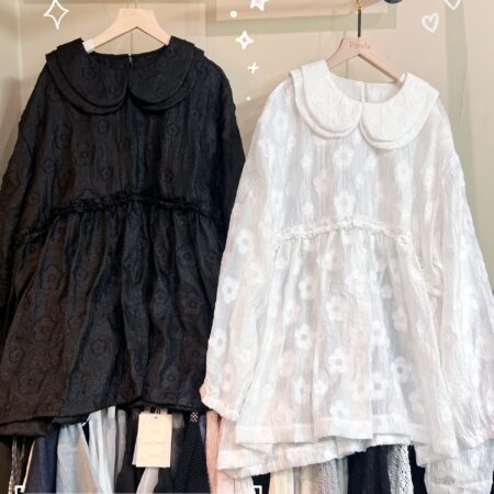 જ⁀➴♡✨雙層娃娃領立體小花上衣