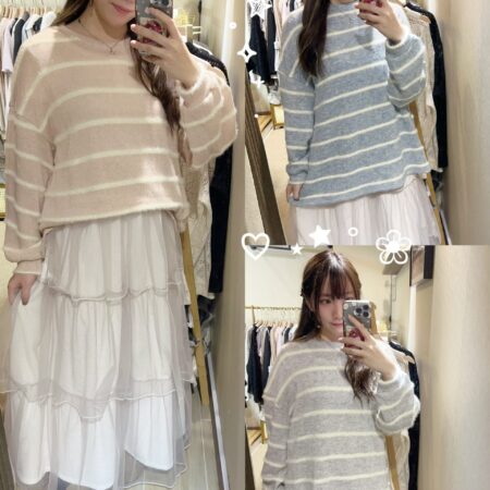 ✨混色慵懶毛衣 + 重工層層拼接紗裙