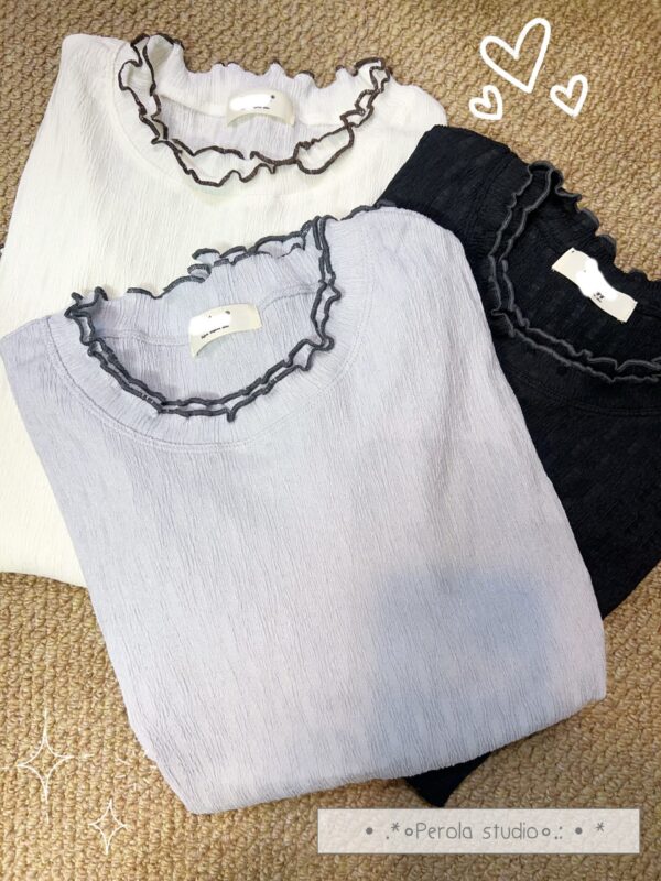 જ⁀➴♡✨橫間波浪邊長袖