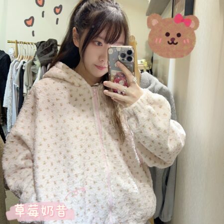 જ⁀➴♡ ✨韓國🇰🇷直送 超軟糯羊羔毛碎花外套