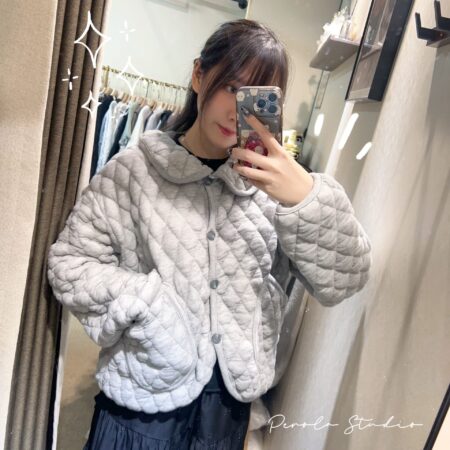 જ⁀➴♡ ✨娃娃翻領菱格棉外套 （韓國🇰🇷直送）