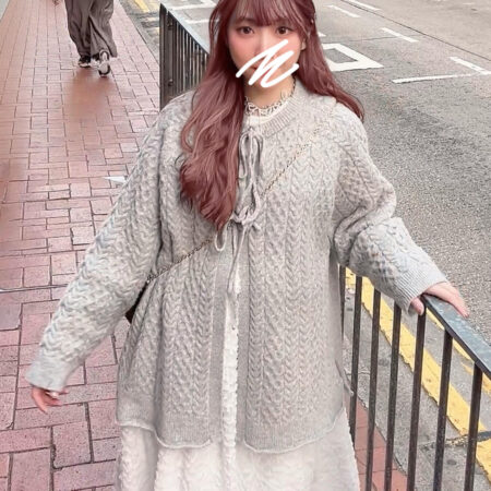 જ⁀➴♡ ✨麻花綁帶針織外套