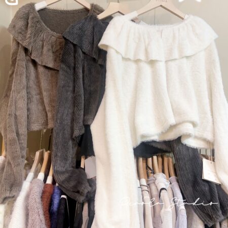 જ⁀➴♡ ✨毛絨絨荷葉領小外套