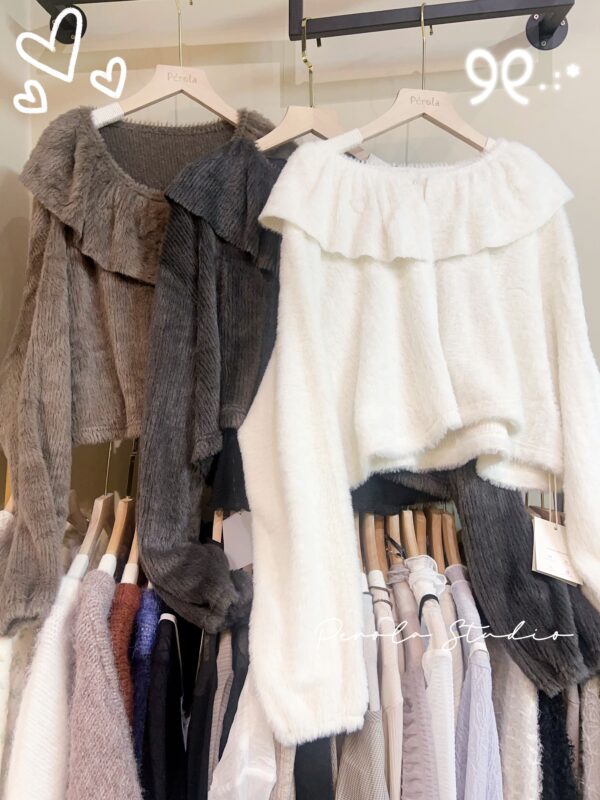 જ⁀➴♡ ✨毛絨絨荷葉領小外套