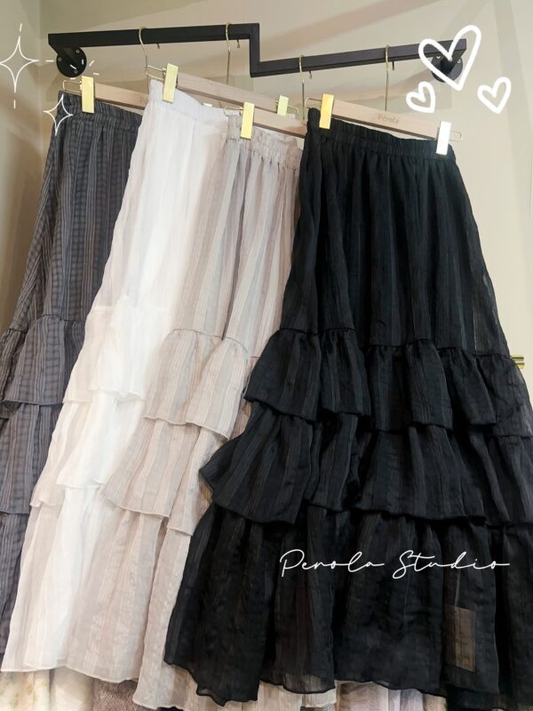 જ⁀➴♡ ✨皺皺暗格蛋糕半裙