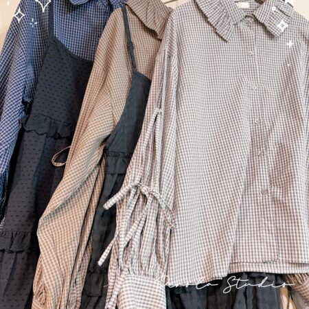 જ⁀➴♡ ✨娃娃領蝴蝶結側開襯衫