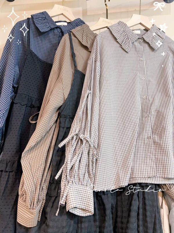 જ⁀➴♡ ✨娃娃領蝴蝶結側開襯衫