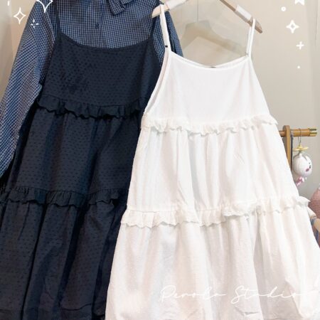 જ⁀➴♡ ✨點點繡花Ruffle吊帶裙