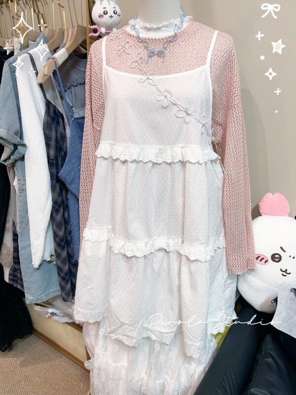 જ⁀➴♡ ✨捲邊洞洞側開上衣