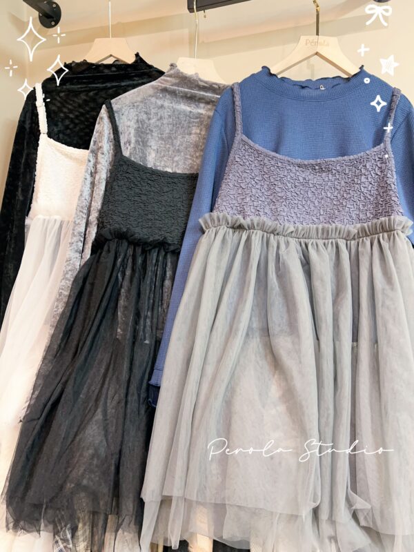 જ⁀➴♡ ✨皺皺輕紗吊帶