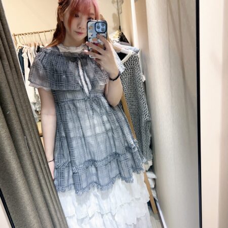 જ⁀➴♡ ✨2way透感V領格仔背心外搭（領可拆）