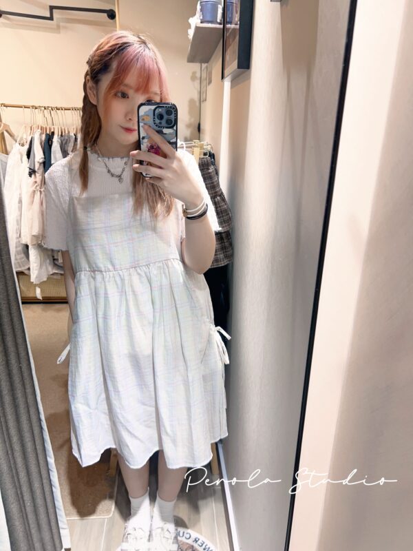 જ⁀➴♡ ✨格紋綁帶大口袋外搭