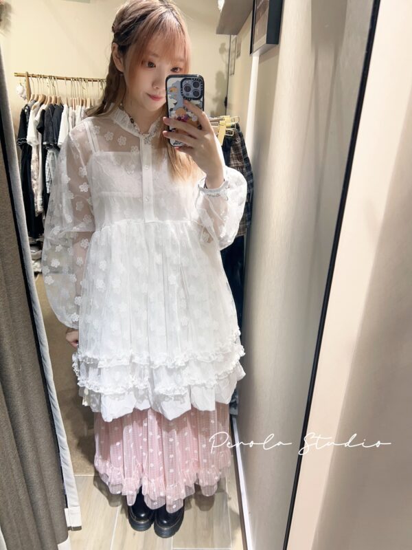 IMG_3759 જ⁀➴♡ ✨花花網料日系外套 + 菱格吊帶泡泡裙