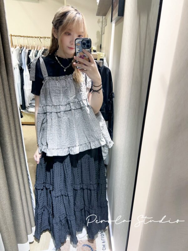 IMG_4283 જ⁀➴♡ ✨日系格紋花邊吊帶外搭