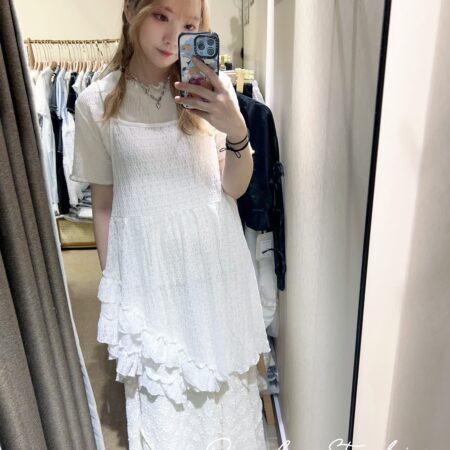 IMG_4297 જ⁀➴♡ ✨暗花斜開花邊吊帶外搭