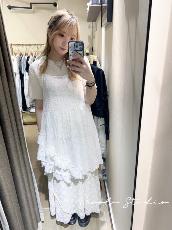 IMG_4297 જ⁀➴♡ ✨暗花斜開花邊吊帶外搭
