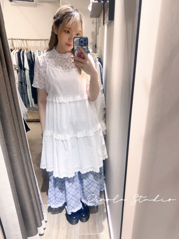 IMG_5327 જ⁀➴♡ ✨日系雪紡格紋花邊半裙