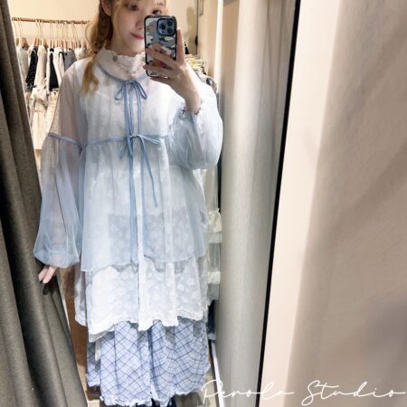 IMG_5965 જ⁀➴♡ ✨日系透感網罩外套+花花吊帶外搭
